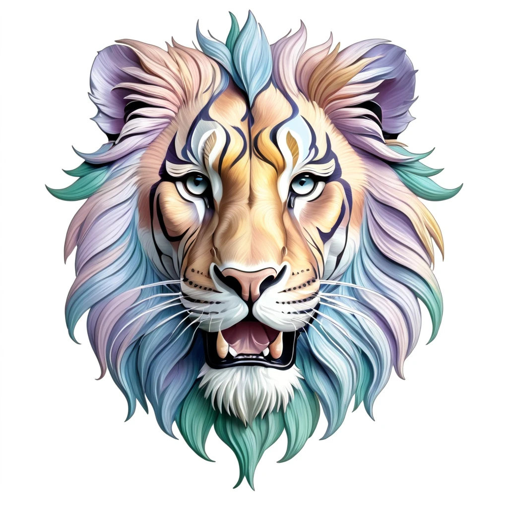 Tiger emblem, majestic and graceful, rich composition, pastel colors, no background, top quality image.