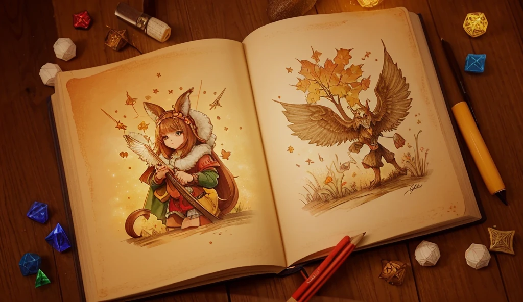 digital painting, a book, магическая a book, Sketch Beech, a book разработчика, милая a book, игровая a book, a book из игры, a book с наработками, магическая a book, mmorpg, Warm colors, cute style, medieval game, glowing effects in the background, glow effects, colorful, No characters, no characters, cute style, anime style