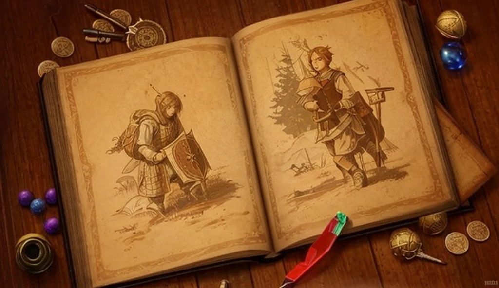 digital painting, a book, магическая a book, Sketch Beech, a book разработчика, милая a book, игровая a book, a book из игры, a book с наработками, магическая a book, mmorpg, Warm colors, cute style, medieval game, glowing effects in the background, glow effects, colorful, No characters, no characters, cute style, anime style