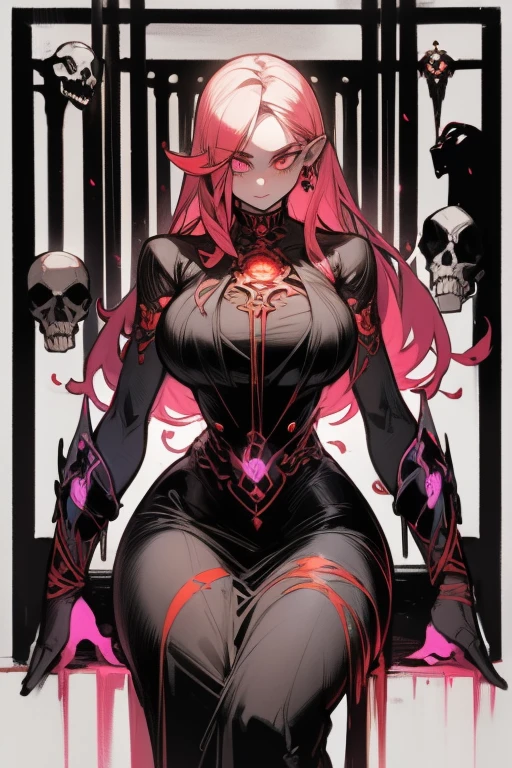Woman body set large breasts(best quality, highres, ice skull:1.1), A girl with a body made of lava, featuring a Dracula Orchid pattern. (best quality, ultra-detailed), (realistic), vibrant colors, intense lighting, lava-like texture, hauntingly beautiful composition, surreal atmosphere, contrasting dark shadows, mesmerizing glow, detailed facial features, flowing lava tendrils, fiery eyes, ethereal presence, intricate floral patterns, mysterious aura."