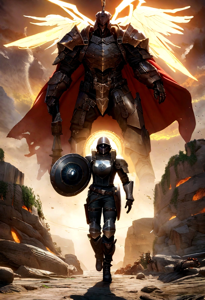 Comic Cover , modern Hero, flying Hero, shield , Neon, Pilz, neu, Haut!, octane render, perlglanz, very detKIled eyes, Konzeptkunst, Textur des Fleisches, Seide, Tuch, armor, highly detKIled, Unreal Engine-Rendering, Schild, schutschschild, large protective shield, fliegende Bewegung , bauchseite nach oben gerichtet , Abwehr,
