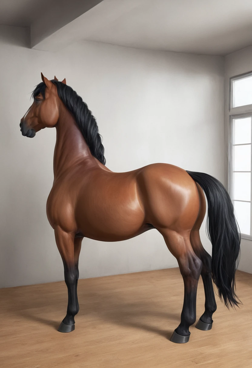 Realistic woman penetrated by huge horse penis in the anus, small girl anal gaping,
