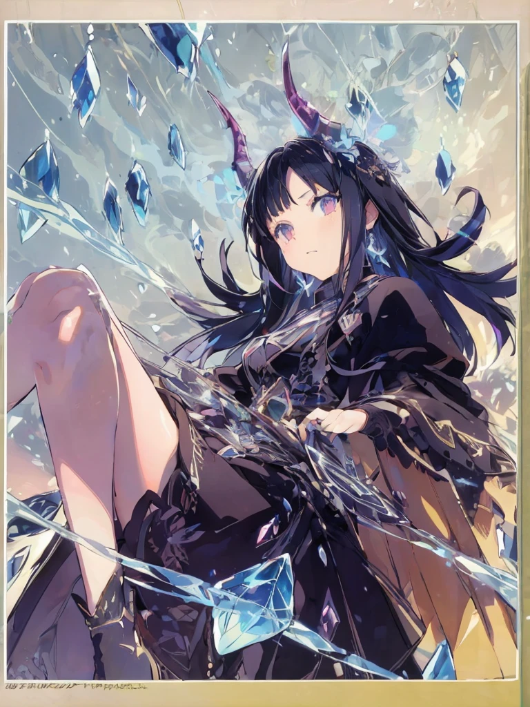 Crystal Horn Crystal ornaments (Anime Style:1.6)High contrast girl, Sitting, Side Shot, (null:1.3), (masterpiece, Highest quality, perspective, Depth of written border:1.5), Flowers, Rocky Mountain, forest, Beautiful Face, Thighs, From below, 8K, Raw photo, Confused, Impressionism, (Tom Thomson, Claude Monet, Joaquin Sorolla, James Wilson Morris, John Fabian Carlson, Hugh Henry Breckenridge:0.8), HDR, Realistic, Film Grain, chromatic aberration, High Resolution, Very detailed, finely, Dynamic Lighting, Dramatic lighting, Shadow, Sharp focus, Highly detailed eyes and face, Sharp pupils, Realistic student
