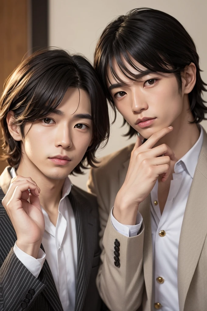 I want gold rings with the names Shotaro and Sungchan written in a sophisticated font, gere a imagem.