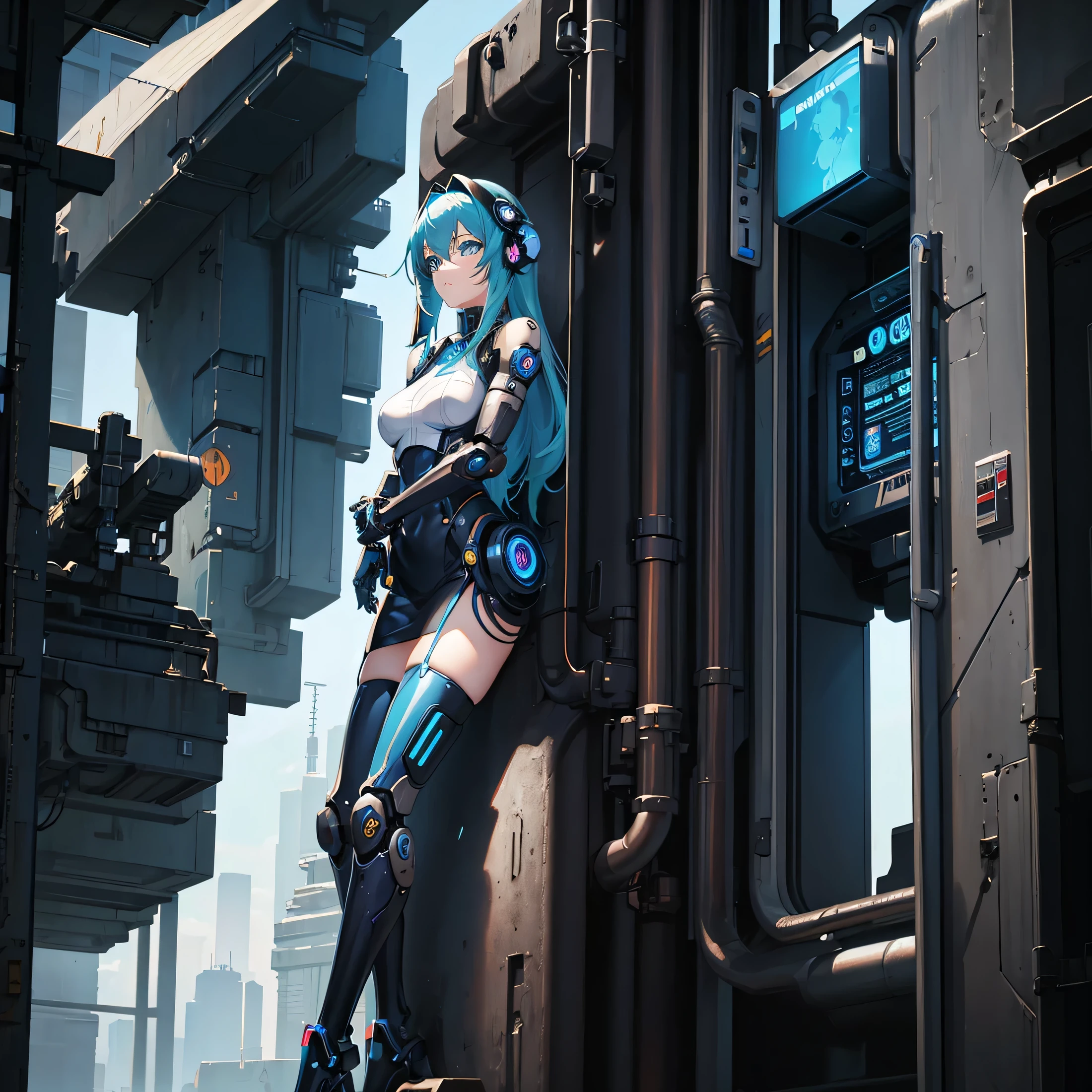 robotic girl, perfect anime girl, futuristic goddess, cyberpunk, steam punk style, blue shades