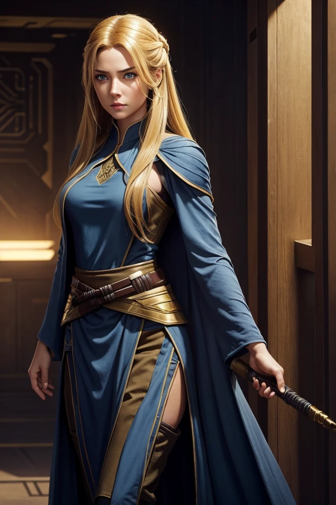 Beautiful Jedi. Eligent. Jedi bastila shan. Beautiful eyes and hair. Sexy outfit. Golden hair.