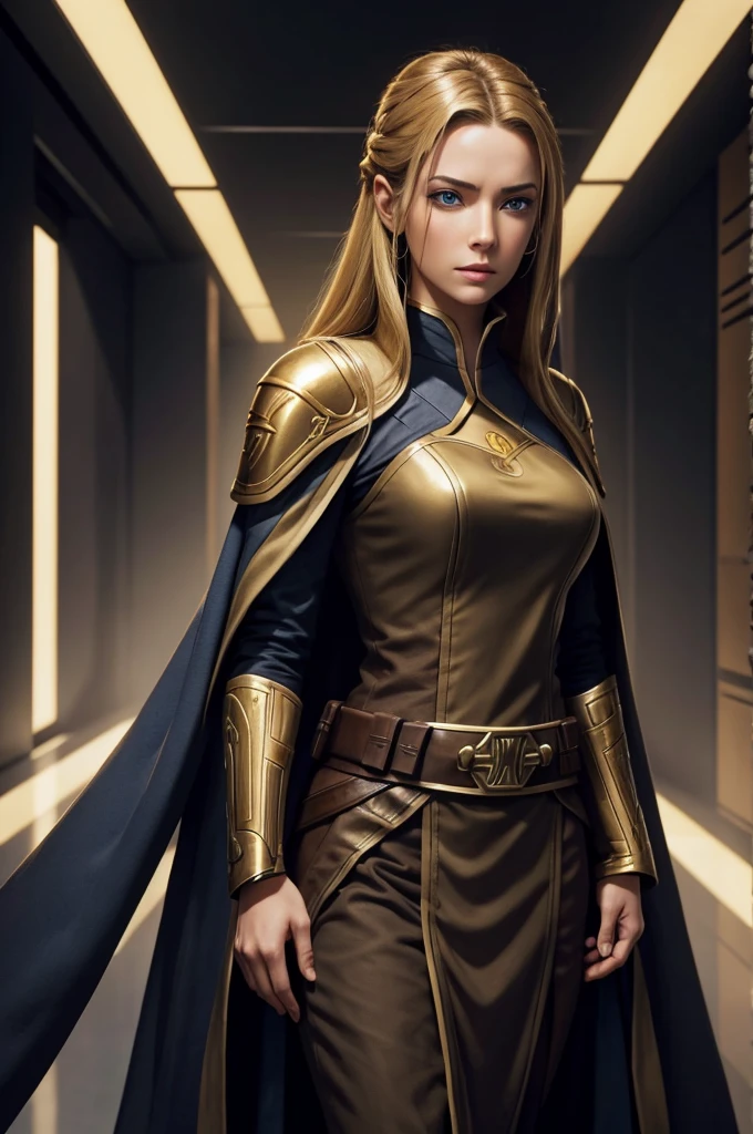 Beautiful Jedi. Eligent. Jedi bastila shan. Beautiful eyes and hair. Sexy outfit. Golden hair.