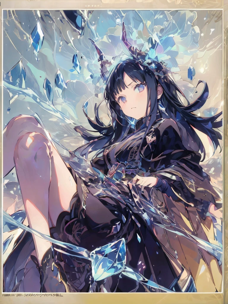 Crystal Horn Crystal ornaments (Anime Style:1.6)High contrast girl, Sitting, Side Shot, (null:1.3), (masterpiece, Highest quality, perspective, Depth of written border:1.5), Flowers, Rocky Mountain, forest, Beautiful Face, Thighs, From below, 8K, Raw photo, Confused, Impressionism, (Tom Thomson, Claude Monet, Joaquin Sorolla, James Wilson Morris, John Fabian Carlson, Hugh Henry Breckenridge:0.8), HDR, Realistic, Film Grain, chromatic aberration, High Resolution, Very detailed, finely, Dynamic Lighting, Dramatic lighting, Shadow, Sharp focus, Highly detailed eyes and face, Sharp pupils, Realistic student