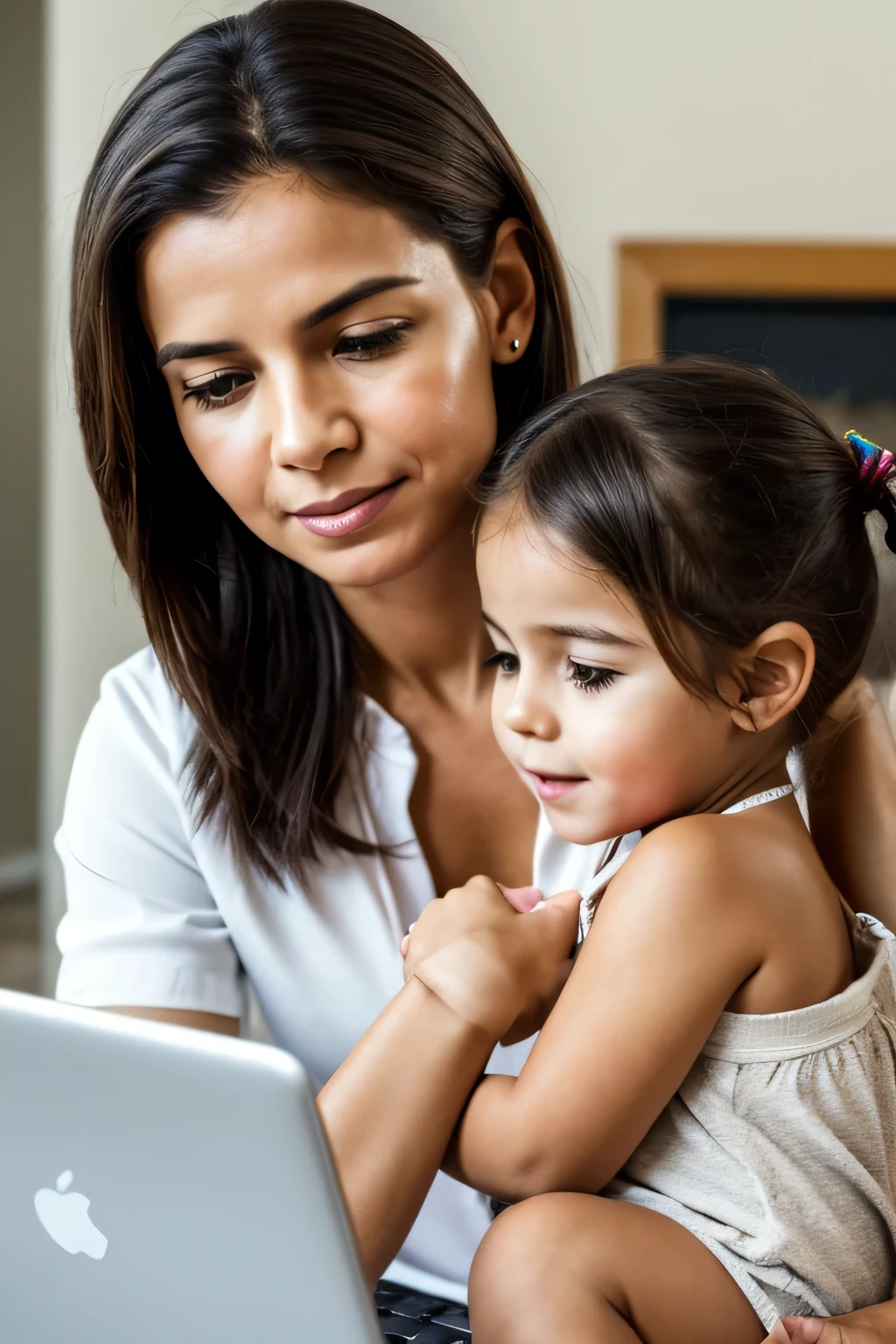 Caring for others' children while missing your own family's milestones. Discover the freedom of working from home by selling on Amazon. Depict a Brazilian nanny, with a face that tells a story of sacrifice and hope., holding breath, high quality, 8k, highres