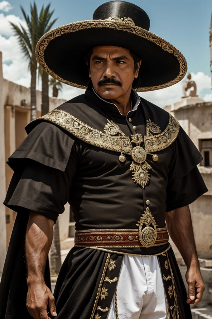 Leo San Juan, from the Mexican film saga Las Leyendas, in his version of Charro Negro.