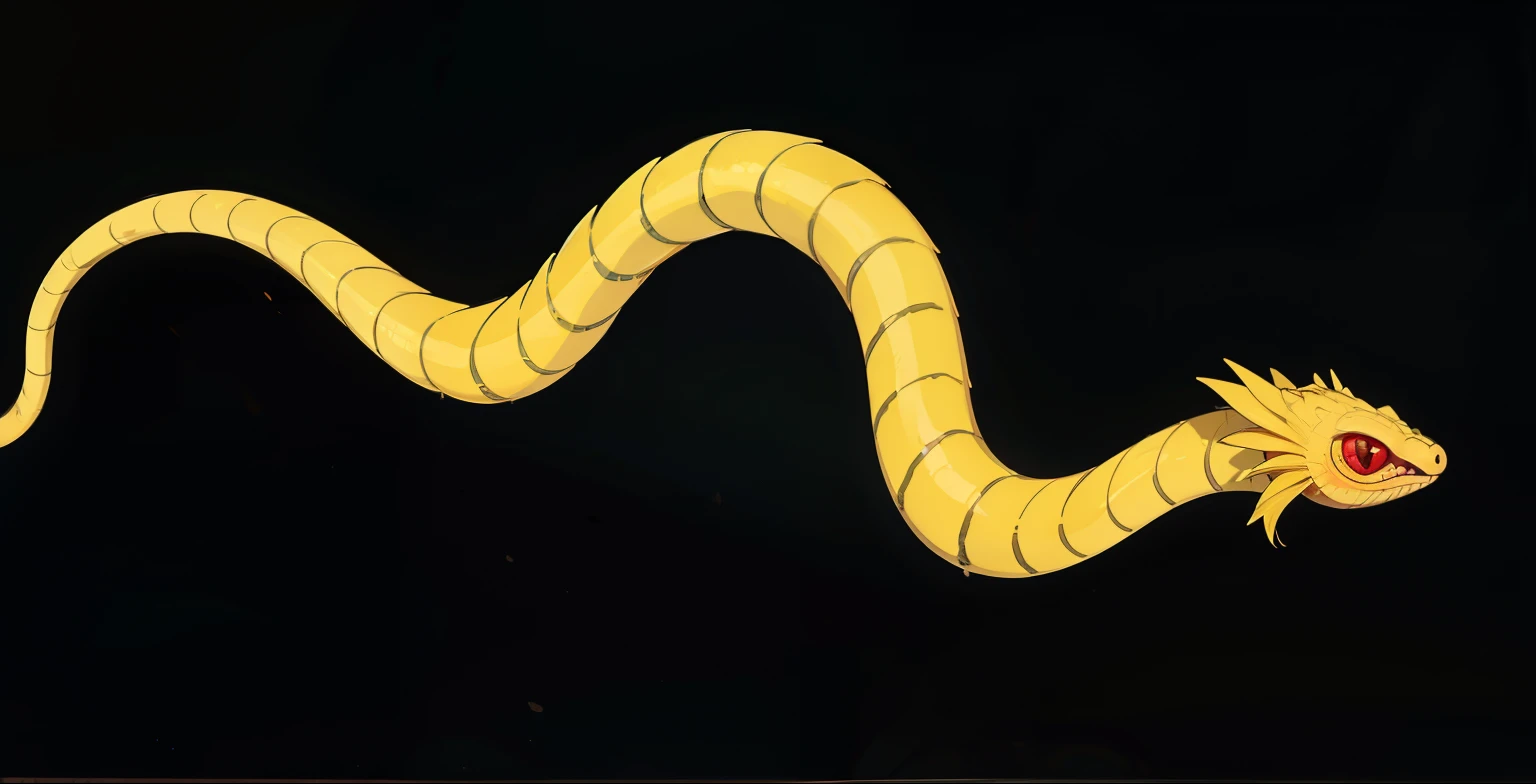 tenebrosa serpiente amarilla con ojo rojo se arrastra por el piso de un palacion