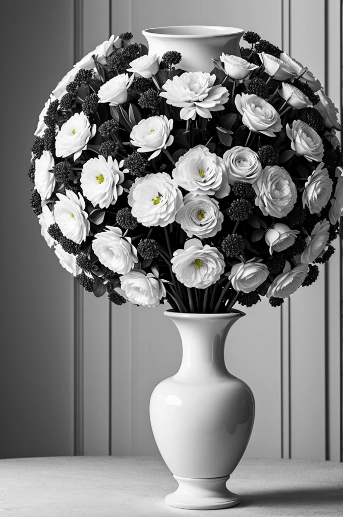 ((best quality)), ((masterpiece)), (detailed), Flower in a vase template black and white (einfach)