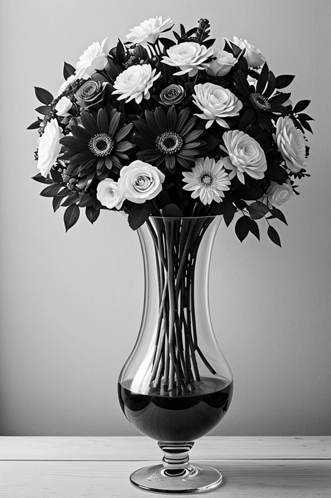 ((best quality)), ((masterpiece)), (detailed), Flower in a vase template black and white (einfach)