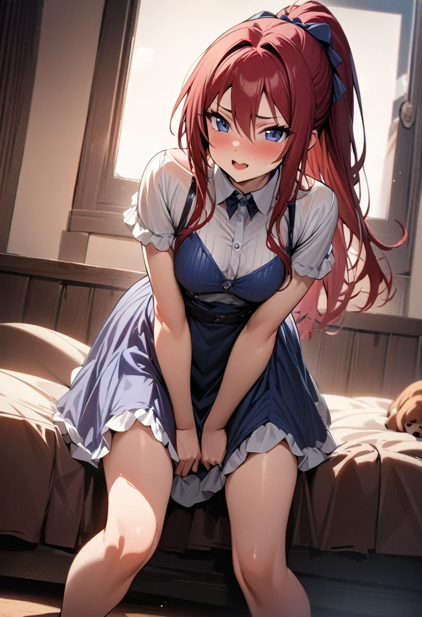 (masterpiece, best quality:1.2), (1girl, solo), (High quality:1.4), (High detailed:1.2), Sakimi-chan, Erza Scarlet, a girl with 18 years old, (dress), (Doggy style),