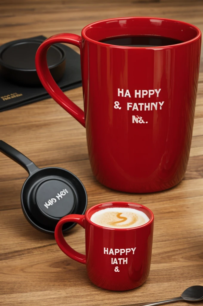 A red mug that has Happy Father's Day written on it Gilberth