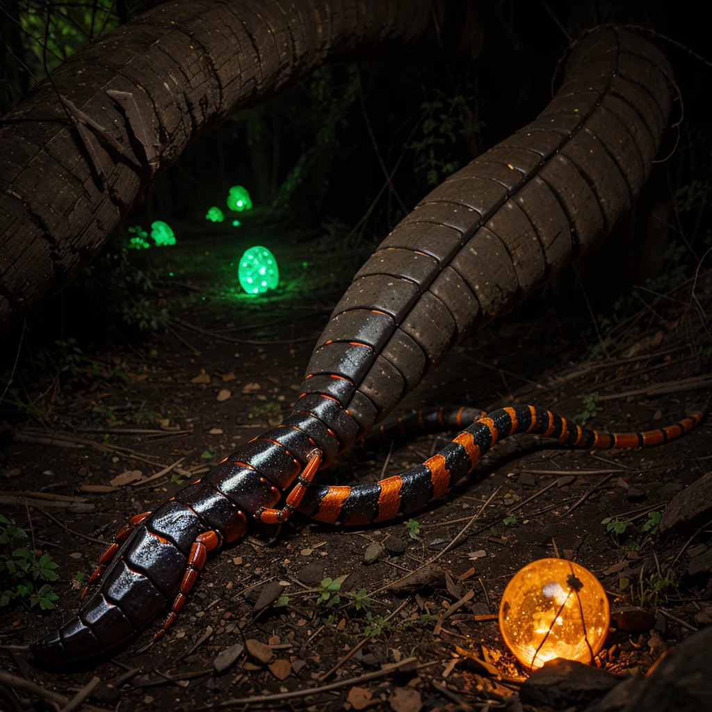 Scolopendra, big, scary, horror, creepy, Glowing stones on the back