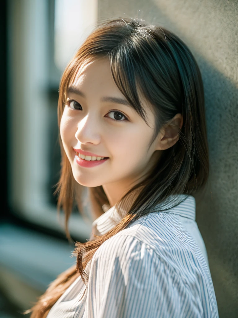 masterpiece,Highest quality,Official Art,超精細CG統合8Kwallpaper, (High Dynamic Range:1.4), (Cinematic), (pastel colour, Dull colors, Calm tone:1.3), (Natural skin texture, Ultra-realistic, Soft lighting, sharp),(The content is very detailed), Professional Lighting, Radio City,((1 female,30 years old)), in~ side bathroom,Highest quality of sunlight, Attention to detail, masterpiece, Super detailed, illumination, Actual, Very delicate and beautiful girl, Beautiful Eyes,8k_wallpaper,Beautiful and meticulous girl, View your viewers, Messy Hair, , ~ side)), (Oversized shirt,A light smile,((Viewed from the front,squat,)), ((There are also striped ones., Beautiful pubic hair)),