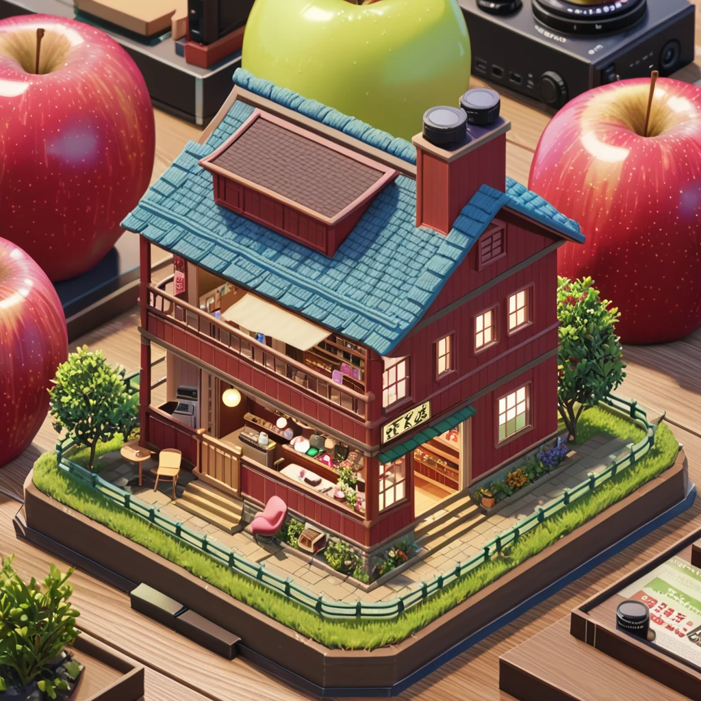 ((anime:1.4,illustration)),(masterpiece, top quality, best quality),(ultra-detailed, absolutely resolution),((16k, high res)), (((a miniature of a model of a small town for mouse inside an apple, incredibly detailed, a microscopic photo, photorealism)) ((cosy lofi illustration:1.4)), ((anime:1.4, illustration)),(masterpiece, top quality, best quality),(ultra-detailed, absolutely resolution),((16k, high res)) BREAK {lofi art, style of Laurie Greasley, style of Makoto Shinkai, anime aesthetic}, BREAK { (produces images with information than 40 million pixels with cinematic-like detailed textures shot on a Sony SLR).}