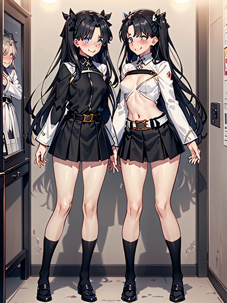 gran calidad ++ Extremely detailed high resolusionolution, very aesthetic, ojos expresivos, (((Cara perfecta))), (((face symmetrical))), ((good anatomy)), (((manos perfectas))), (((8k))), UHD, Fondo de pantalla HD, (((alta calidra detallada, (((((1man)))))), solamente, Obra maestra, La mejor calidad, high resolusion, Altamente detallado, (illustration), hermosos ojos detallados, (((combatant))), (((fate grand order))), (((((1person))))), (((solo))), ((((hair ribbon))), (((long hair))), (((ribbon))), (((sidelocks))), ((((two side up)))), (((hair over one eye hairstyle))), ((((full body)))), ((((dressing room)))), (((((malefujimaru))))), (((Chaldean uniform))), (((Medium breasts))), (((((narrow waist))))), (((spredding legs))), (((long sleeves))), (((black skirt))), (((belt))), (((smile))), (((surprised))), (((blush))),