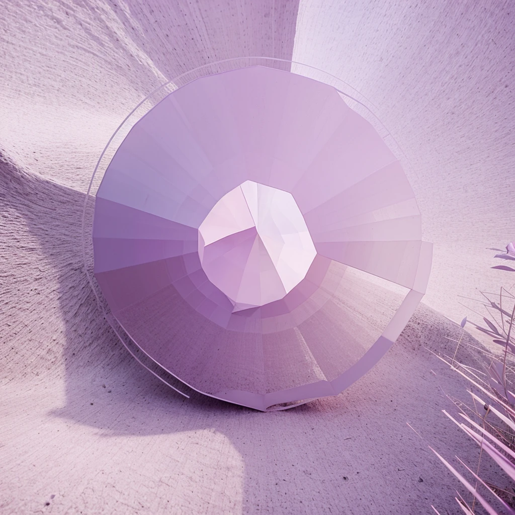 Abstract spring illustratin, minimal, vector, combination of natural and geometric, two-dimensional, using pale violet color tone, violet pastel color