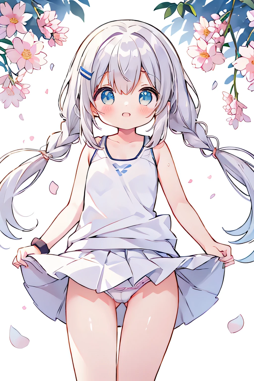 Highest quality、High resolution、Detailed Background、(Beautiful face in every detail:1.4)、Anatomically correct、(Detailed eyes:1.2)、age beauty、cute hair color、Braided Ponytail、Braided bob cut、Braided twin tails、A fun atmosphere、Friendship and fulfillment felt through tennis、Tennis court、Cute colored frilly panties、
(With a happy look on her face, she lifts her skirt to show her panties.:1.5)、Panty Shot、
Running on the white coat, blown by the fresh wind、Strength in the hands that grip the racket、
Concentrate on each ball and hang on to your opponent、Immersed in the world of competition, my heart is racing、
Win or lose, hold hands with your friends、The bond of mutual admiration grows deeper、
The joy of sweaty skin、A dazzling smile blooms and fun times flow、
T-shirts and tank tops are recommended.、skirt、Shorts、Leggings etc.、
When it comes to skirts, short styles are the trend、White pleated tennis skirt、
Choose a sole material for tennis、Wristband、hair band、Socks etc.、Be mindful of the balance between functionality and cuteness、Colorful and stylish design、cute
