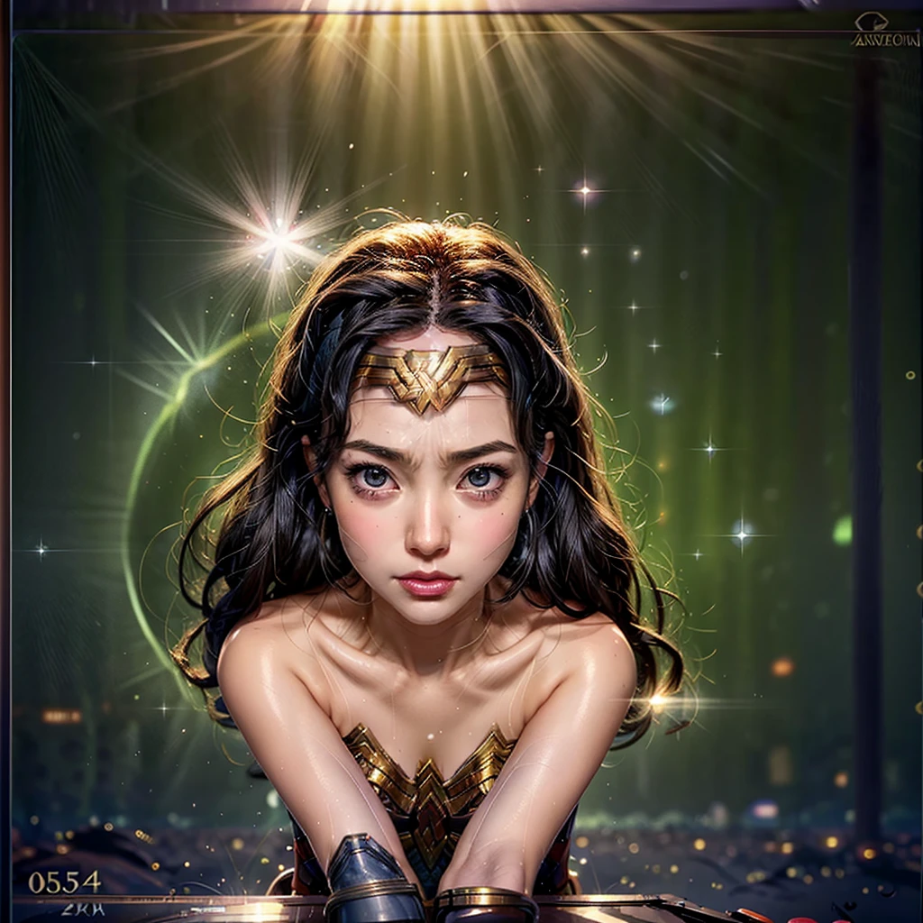 High-level, 8K Masterpiece TopQuality, Ultra-detailed CG, Absurd detailed wallpaper, PerfectLighting, Extremely detailed (((Personifying " Sexy Wonder Woman " as a KAWAII Girl))), Characteristic Items, aesthetic LifeLike Rendering, MysticSight,
Haze Tyndall Scattering, (Studio GRAY Background with (Oodles Dazzling RainbowColorParticles (BokeH))), (((Assfocus)) RoundlyButts ThighGap), (Exposed:0.9) NSFW 🔞 BREAK (Acutance:0.8), (NOGIZAKA FaceVariations) Extremely Detailed very KAWAII FaceVariations, Childish CaptivatingGaze ElaboratePupils Detailed Eyes with (SparklingHighlights:1.28), (Voluminous LongEyelashes:0.88)、Glossy RedLips with beautiful details, CoquettishTongue, RosyCheeks, Radiant PearlSkin with Transparency, Glowing DowneyHair . { (Dynamic LifeLike expressions:1.4) | (:d) }, (large eyes:-1) .((lying forward in container, Square glass Container))