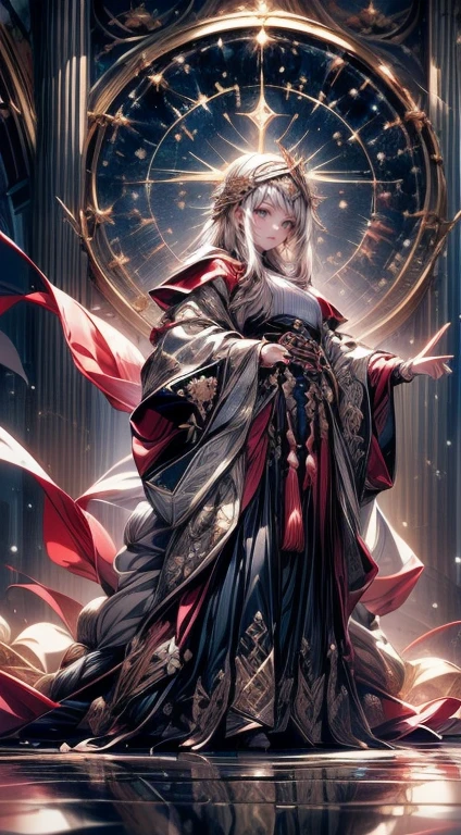 (Imagem conceitual do personagem:1.3), uma mulher madura com longos cabelos pretos e uma roupa branca, (em um lugar rochoso no deserto:1.2), (standing on an illuminated magic circle drawn on the floor:1.2, under the starry sky:1.3, sentado ao estilo indiano:0.0, Posando de ioga:0.0, com pernas abertas e joelho levantado:0.0, com pernas cruzadas:1.5, crack and open your arms:1.3, in Arabic ancient ruins:1.3), (Holding the bible:1.2), Arabic, (Post-apocalyptic:0.2), dos arknights, obras de arte no estilo de guweiz, corpoesbiano, detalhes finos. linha de frente das s, cute anime illustration, from linha de frente das menina Yang J, splendid, 28 anos de idade, (milf:1.3), (Sozinho:1.5), (sfw:1.25), (flacidez do peito, seios de fuga, grande , cintura fina, grande ass:1.2), Criado sexy, (dark mahogany medium short hair, Updo, cabelo sobre um olho, asymmetrical hair, Cabelo Carly, low tied braids),(muslim, White scarves, faixas de cabelo, head today, Turban), (ultra high resolution, Foto RAW 8k, foto realista, contorno fino:1.3, foco claro), melhor qualidade, cinematic lighting, textile shading, fundo desfocado, Profundidade de campo, bokeh, (pupilas brilhantes, lindos olhos bem detalhados com destaque:1.3, rosto altamente detalhado), red lip, belas skins realistas:1.1, olhando para os espectadores:1.3, (dynamic angle:1.3, vista frontal:1.1, foco apertado:1.3, De baixo:1.2), (dynamic pose:1.5, Posando Sexy:1.2, inclinando-se para frente), ((abra sua boca:1.3)), (Sorriso Sedutor:1.2), Imagem centralizada, (vestindo jaqueta longa branca e roupas, vestindo vestes brancas:1.3, ((peito nu:1.37)), enfeites de platina, enrolando roupas brancas na cintura, botas longas de couro marrom escuro:1.3, translucent lace pantyhose), (((anatomia correta:1.5, anatomia perfeita:1.37))), ((ar livre:1.2, em uma noite:1.3)), grandes seios.