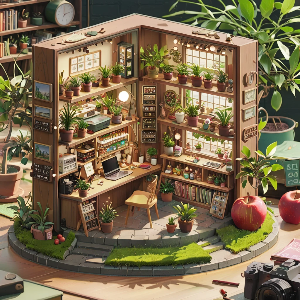 ((anime:1.4,illustration)),(masterpiece, top quality, best quality),(ultra-detailed, absolutely resolution),((16k, high res)),

(((a miniature of a model of a plants shop inside an apple, incredibly detailed, a microscopic photo, photorealism))

((cosy lofi illustration:1.4)), ((anime:1.4, illustration)),(masterpiece, top quality, best quality),(ultra-detailed, absolutely resolution),((16k, high res)) BREAK {lofi art, style of Laurie Greasley, style of Makoto Shinkai, anime aesthetic}, BREAK { (produces images with information than 40 million pixels with cinematic-like detailed textures shot on a Sony SLR).}