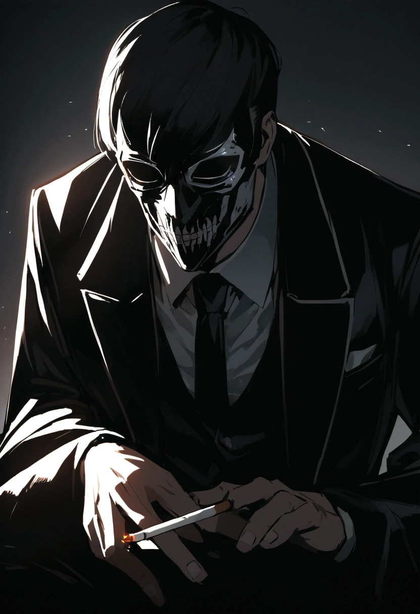 Create a high-quality, high-resolution image of an evil skull day trader sitting in front of a computer making a trade. In the image, include the text: "Eder Santo Professional trader investments".