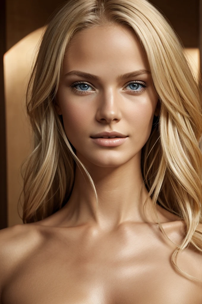 blonde woman, naked, realistic nude, full body, textured skin, textured face, medium , skinny, realistic, human, incredible details on the face and body