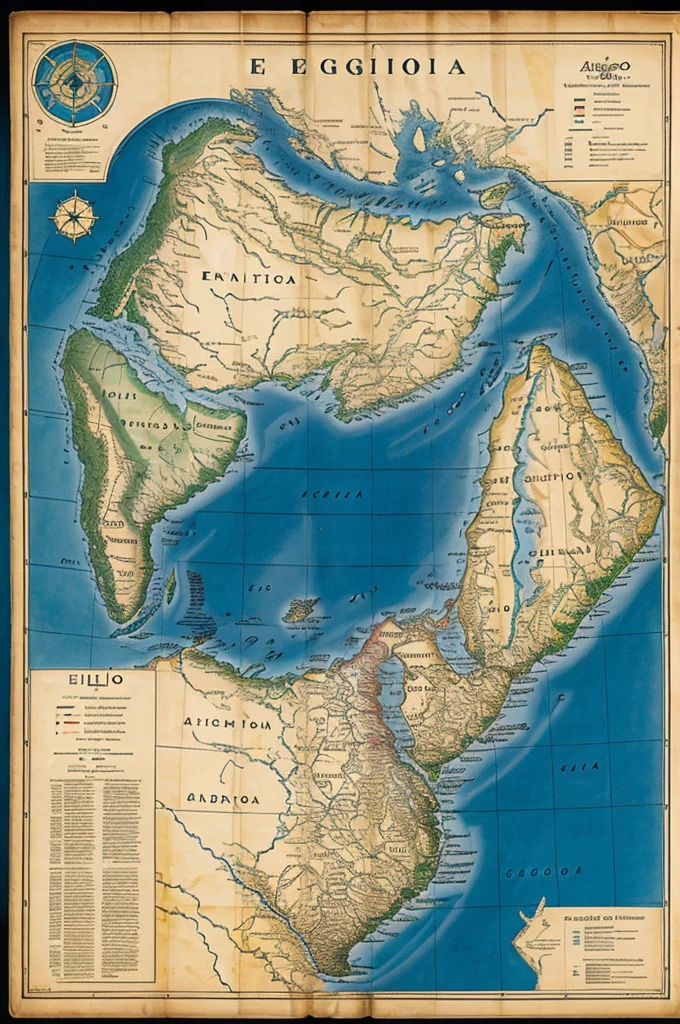 un mapa antiguo de Egipto, con el Nilo destacado en azul.]