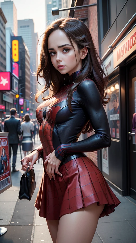 Kat Dennings、マーベルコミックの映画Poster、so beautiful、Movies about Spider-Man、sexy、whole body、Wearing a skirt、Premiere Date、Poster、belly buttonを突き出す、new york、She's wearing a ripped Spiderman suit、The suit is torn、Wearing a skirt、Red and black color scheme、dynamic、masterpiece、highest quality、Super detailed、Very detailed、Delicate and beautiful shine、Ultra-high resolution、Cinematic、break、breakドロップ、(Torn clothes:1.5)、(Wet clothes:1.4)、Bare shoulders、Real Rain、Wet Hair、belly button、Exposed Skin、sexyな肩を披露