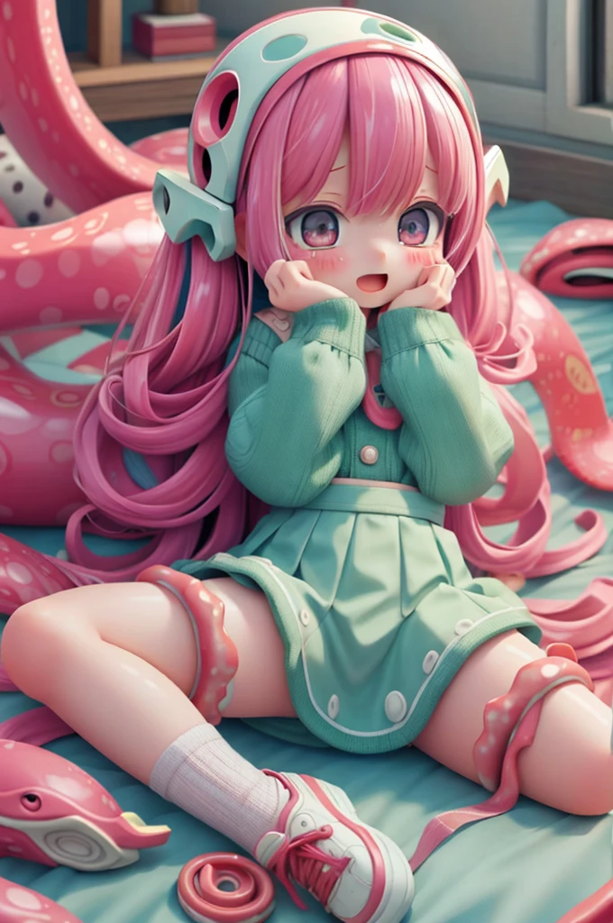 Realistic、Photo of a collaboration between dolls and robots、Comical pose、Cute Shoes, Spread your legs,orgasm,blush, Sweat,White panties、Squat、Look at this、skirt、、Attacked by tentacles、Tentacles wrap around my legs、Tentacles in the crotch、Captured by tentacles、cry、shout、Ecstasy face、skirtの中の触手、Do not run away、Lying down、Torn clothes、skirtの下からスパッツが見えます、Spread your legs、Disheveled clothing、skirtをめくった、