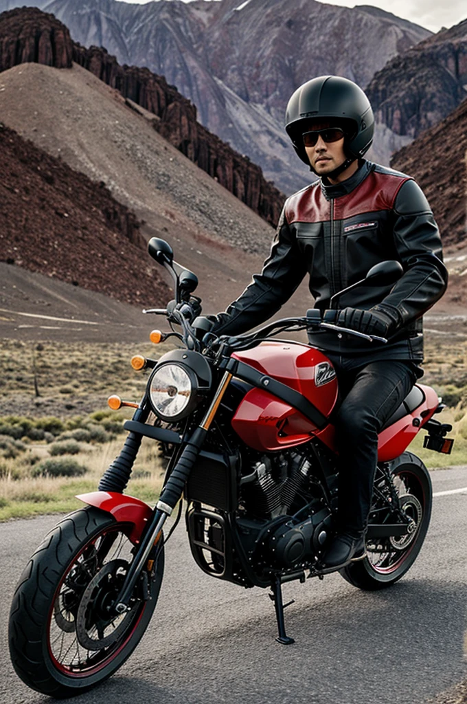 A black and red mountain motorcycle