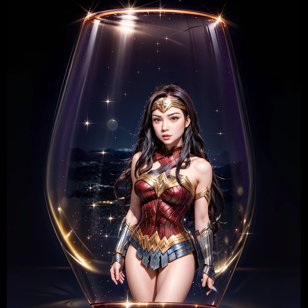 High-level, 8K Masterpiece TopQuality, Ultra-detailed CG, Absurd detailed wallpaper, PerfectLighting, Extremely detailed (((Personifying " Sexy Wonder Woman " as a KAWAII Girl))), Characteristic Items, aesthetic LifeLike Rendering, MysticSight,
Haze Tyndall Scattering, (Studio GRAY Background with (Oodles Dazzling RainbowColorParticles (BokeH))), (((Assfocus)) RoundlyButts ThighGap), (Exposed:0.9) NSFW 🔞 BREAK (Acutance:0.8), (NOGIZAKA FaceVariations) Extremely Detailed very KAWAII FaceVariations, Childish CaptivatingGaze ElaboratePupils Detailed Eyes with (SparklingHighlights:1.28), (Voluminous LongEyelashes:0.88)、Glossy RedLips with beautiful details, CoquettishTongue, RosyCheeks, Radiant PearlSkin with Transparency, Glowing DowneyHair . { (Dynamic LifeLike expressions:1.4) | (:d) }, (large eyes:-1) .(Sitting in Square container, Square Glass Box), presentingpanties,panties, holding,holding panties