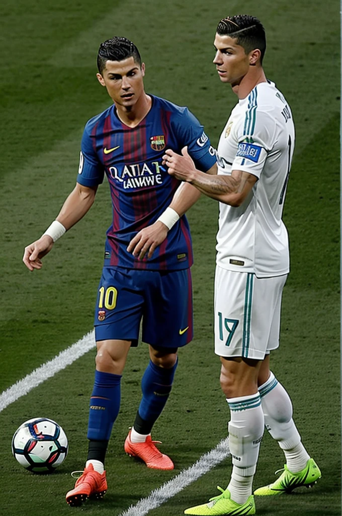 Cristiano Ronaldo with Lionel Messi 