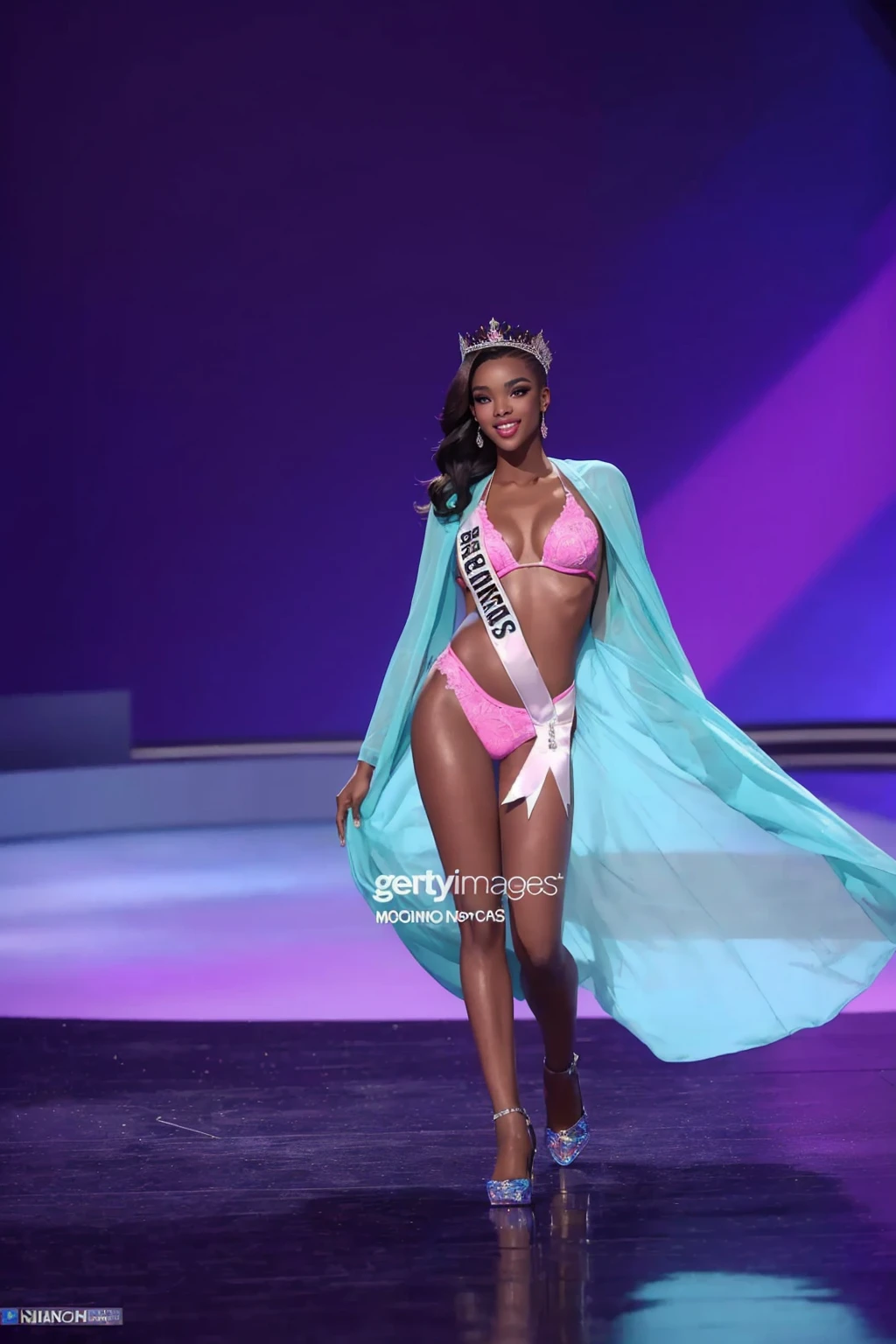 concursante de miss estados unidos, stephanie jones, camina por la pasarela durante el concurso de miss usa en el casino mgm en noviembre, Miss Universo, Maria Borges, inspirado por Chinwe Chukwuogo-Roy, fake images, wears a bathing suit, 2 4 year old female model, tomado en 2 0 2 0, rendering of beauty pageant, victoria's secret model, hermosa figura