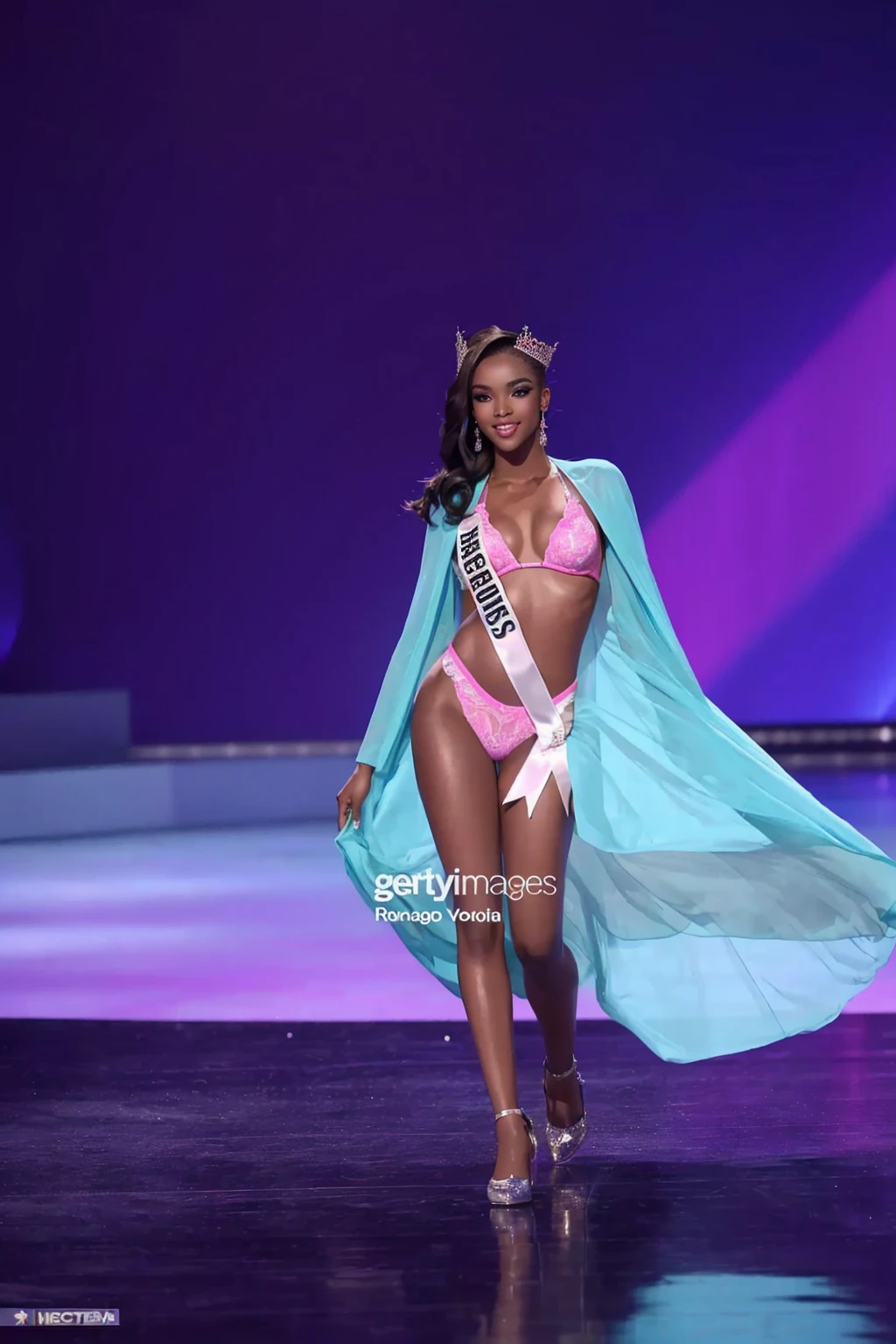 concursante de miss estados unidos, stephanie jones, camina por la pasarela durante el concurso de miss usa en el casino mgm en noviembre, Miss Universo, Maria Borges, inspirado por Chinwe Chukwuogo-Roy, fake images, wears a bathing suit, 2 4 year old female model, tomado en 2 0 2 0, rendering of beauty pageant, victoria's secret model, hermosa figura