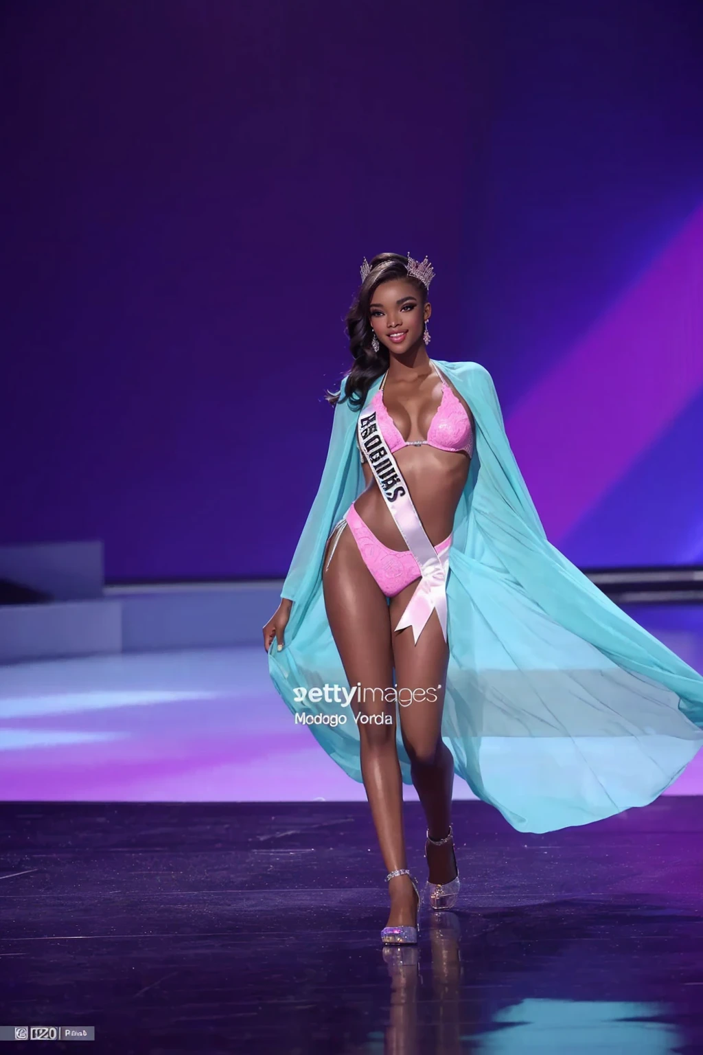 concursante de miss estados unidos, stephanie jones, camina por la pasarela durante el concurso de miss usa en el casino mgm en noviembre, Miss Universo, Maria Borges, inspirado por Chinwe Chukwuogo-Roy, fake images, wears a bathing suit, 2 4 year old female model, tomado en 2 0 2 0, rendering of beauty pageant, victoria's secret model, hermosa figura