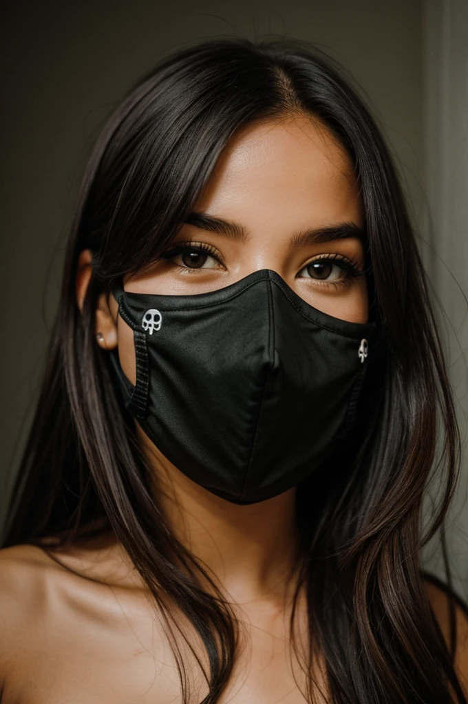 Girl with skull mask