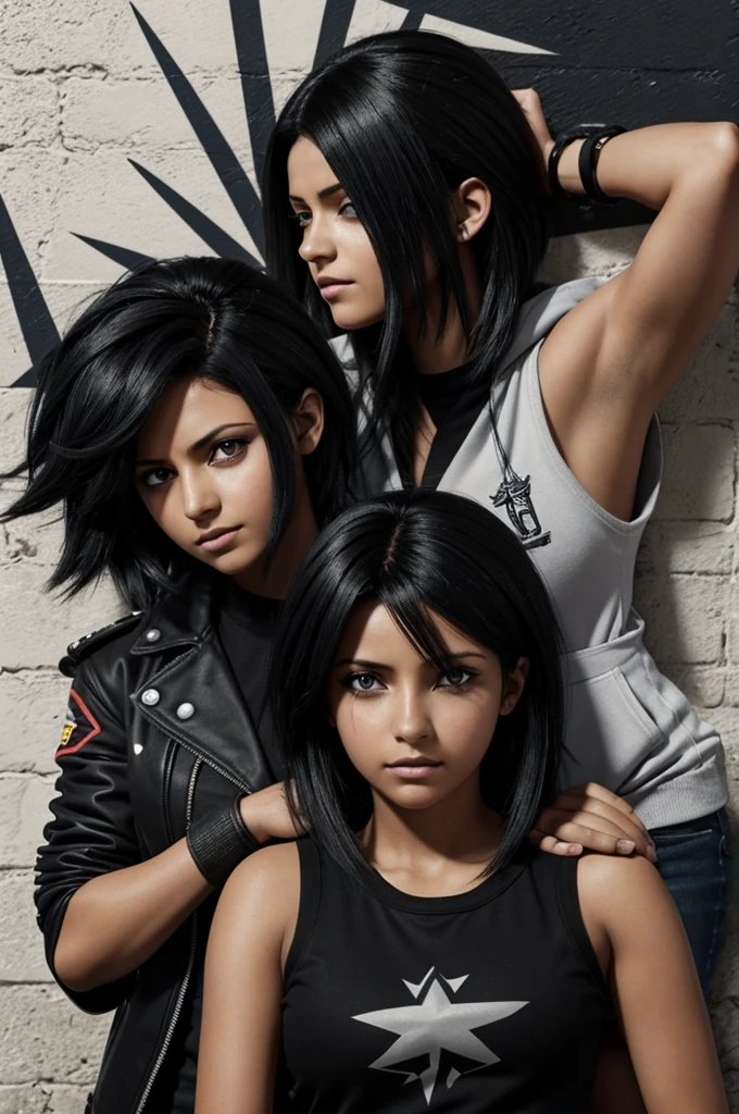 una mujes con cabello corto de color negro con un machon blaco con ojos grises con un vendaje en la mano con una chamarra negra y un panalon ahogados recargada en una pared con las manos crusadas 

anime mi heroe academia