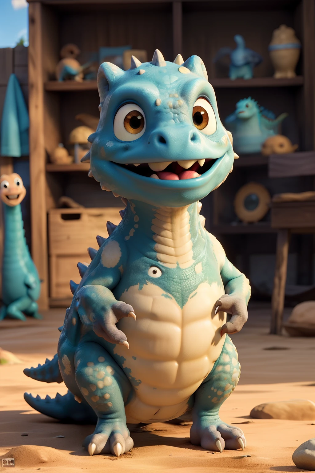 ((melhor qualidade)), ((Obra de arte)), (detalhado), dinosauro, usando capacete de obra, construindo parede,