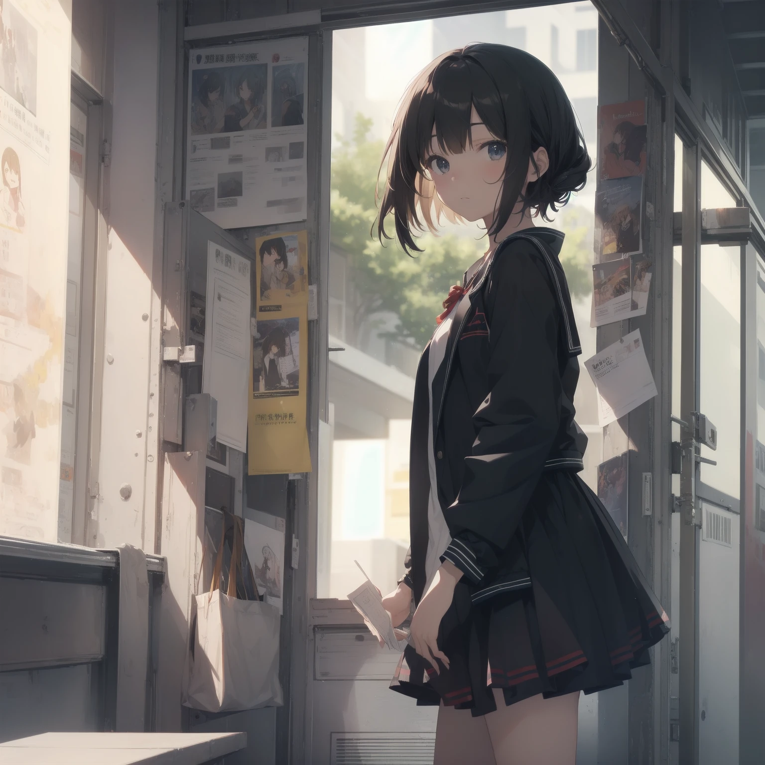 ultra-absurdres-Top quality by artist God, ultra-detailed, high resolution, anime moe artstyle, best anime 8k konachan wallpaper, pixiv contest winner, pool:2810, perfect anatomy,break, 1girl, (Please draw a girl walking sleepily to school alone. )break,(Solo,little female, -yeld:1.Full limbs, complete fingers,a junior hihort hair), short cut, flat chest, , small butt, small black eyes, beautiful detailed eyes, well-proportioned iris and pupils, expressive eyes, highres detailed hair, soft expression, salor school_uniform, sailor collar, serahuku, bow, pleated skirt,(Detailed Lighting), (Detailed background), in the School commute route. break,super detailed skin, Best cinematic lighting powered by famous artist, 8k,beauty illustration,photoshop_(medium),very aesthetic,break,((artist:takafumi )), artist:clamp ,artist:carnelian ,artist:kantoku ,
