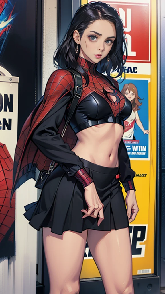 Rachel Weisz、マーベルコミックの映画Poster、so beautiful、Movies about Spider-Man、sexy、whole body、Wearing a skirt、Premiere Date、Poster、belly buttonを突き出す、new york、She's wearing a ripped Spiderman suit、The suit is torn、Wearing a skirt、Red and black color scheme、dynamic、masterpiece、highest quality、Super detailed、Very detailed、Delicate and beautiful shine、Ultra-high resolution、Cinematic、break、breakドロップ、(Torn clothes:1.5)、(Wet clothes:1.4)、Bare shoulders、Real Rain、Wet Hair、belly button、Exposed Skin、sexyな肩を披露