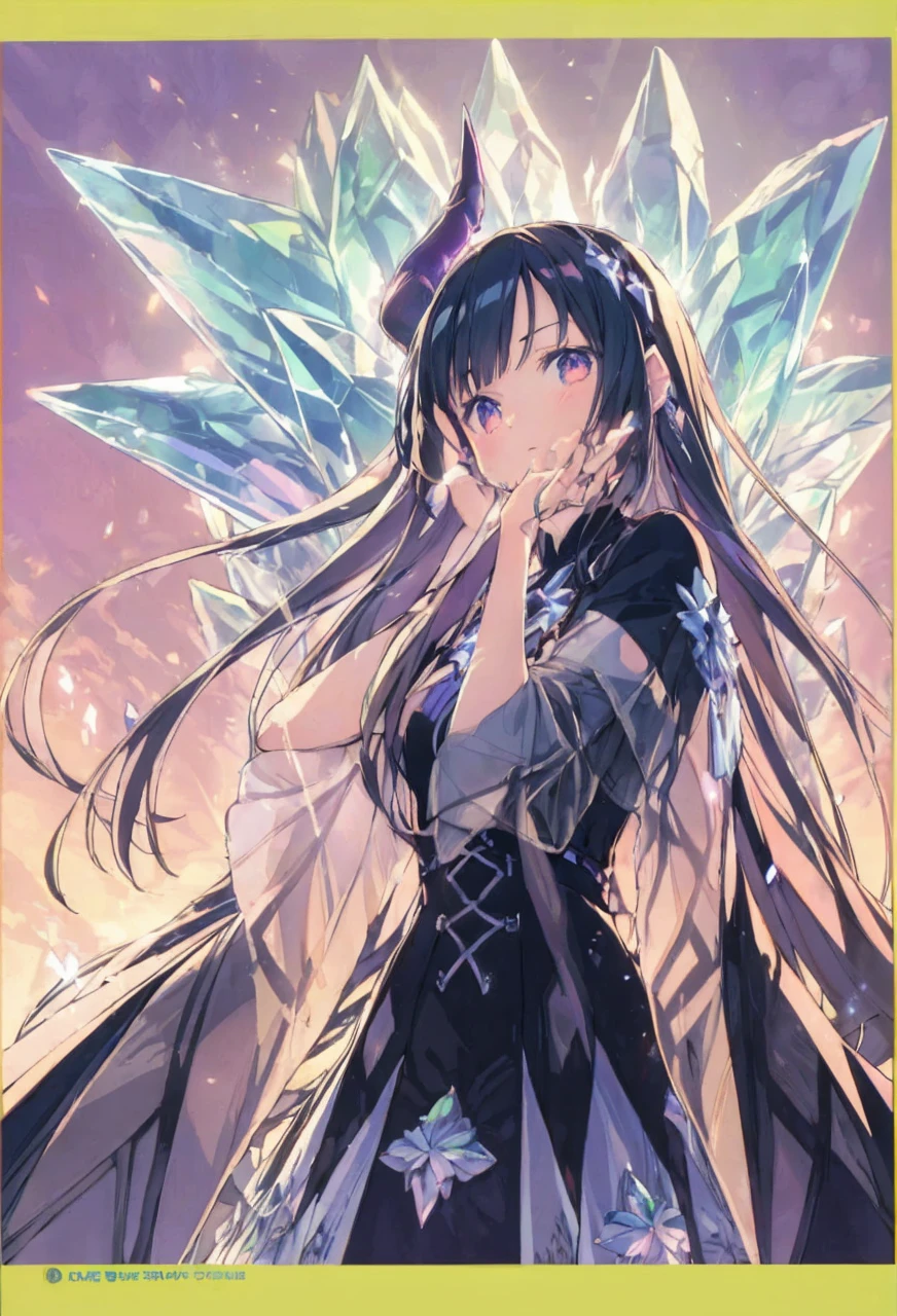 Crystal Horn　Crystal ornaments　(Anime Style:1.6)High contrast girl, Sitting, Side Shot, (null:1.3), (masterpiece, Highest quality, perspective, Depth of written border:1.5), Flowers, Rocky Mountain, forest, Beautiful Face, Thighs, From below, 8K, Raw photo, Confused, Impressionism, (Tom Thomson, Claude Monet, Joaquin Sorolla, James Wilson Morris, John Fabian Carlson, Hugh Henry Breckenridge:0.8), HDR, Realistic, Film Grain, chromatic aberration, High Resolution, Very detailed, finely, Dynamic Lighting, Dramatic lighting, Shadow, Sharp focus, Highly detailed eyes and face, Sharp pupils, Realistic student

