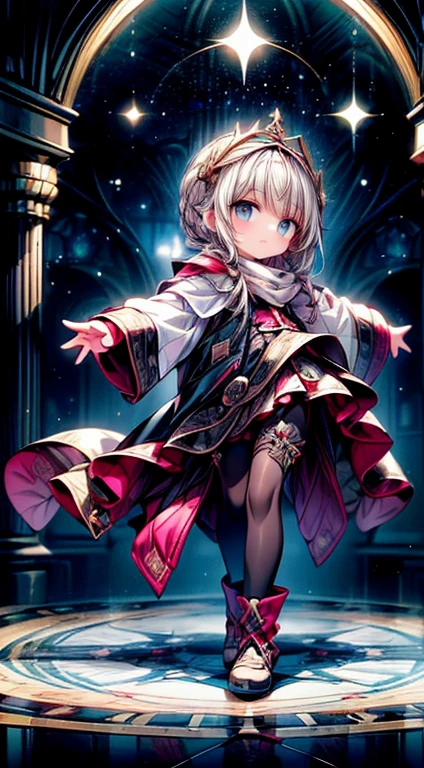 (Imagem conceitual do personagem:1.3), uma mulher madura com longos cabelos pretos e uma roupa branca, (em um lugar rochoso no deserto:1.2), (standing on an illuminated magic circle drawn on the floor:1.2, under the starry sky:1.3, sentado ao estilo indiano:0.0, Posando de ioga:0.0, com pernas abertas e joelho levantado:0.0, com pernas cruzadas:1.5, crack and open your arms:1.3, in Arabic ancient ruins:1.3), (Holding the bible:1.2), Arabic, (Post-apocalyptic:0.2), dos arknights, obras de arte no estilo de guweiz, corpoesbiano, detalhes finos. linha de frente das s, cute anime illustration, from linha de frente das menina Yang J, splendid, 28 anos de idade, (milf:1.3), (Sozinho:1.5), (sfw:1.25), (flacidez do peito, seios de fuga, grande , cintura fina, grande ass:1.2), Criado sexy, (dark mahogany medium short hair, Updo, cabelo sobre um olho, asymmetrical hair, Cabelo Carly, low tied braids),(muslim, White scarves, faixas de cabelo, head today, Turban), (ultra high resolution, Foto RAW 8k, foto realista, contorno fino:1.3, foco claro), melhor qualidade, cinematic lighting, textile shading, fundo desfocado, Profundidade de campo, bokeh, (pupilas brilhantes, lindos olhos bem detalhados com destaque:1.3, rosto altamente detalhado), red lip, belas skins realistas:1.1, olhando para os espectadores:1.3, (dynamic angle:1.3, vista frontal:1.1, foco apertado:1.3, De baixo:1.2), (dynamic pose:1.5, Posando Sexy:1.2, inclinando-se para frente), ((abra sua boca:1.3)), (Sorriso Sedutor:1.2), Imagem centralizada, (vestindo jaqueta longa branca e roupas, vestindo vestes brancas:1.3, ((peito nu:1.37)), enfeites de platina, enrolando roupas brancas na cintura, botas longas de couro marrom escuro:1.3, translucent lace pantyhose), (((anatomia correta:1.5, anatomia perfeita:1.37))), ((ar livre:1.2, em uma noite:1.3)), grandes seios.