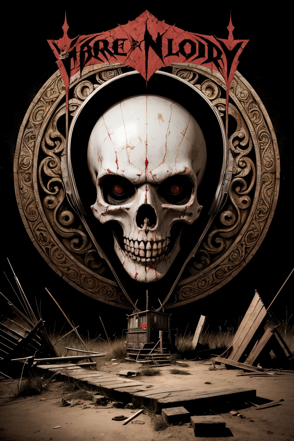 Uma capa de album de trash metal da banda fears, nome do album bloddy in my brain