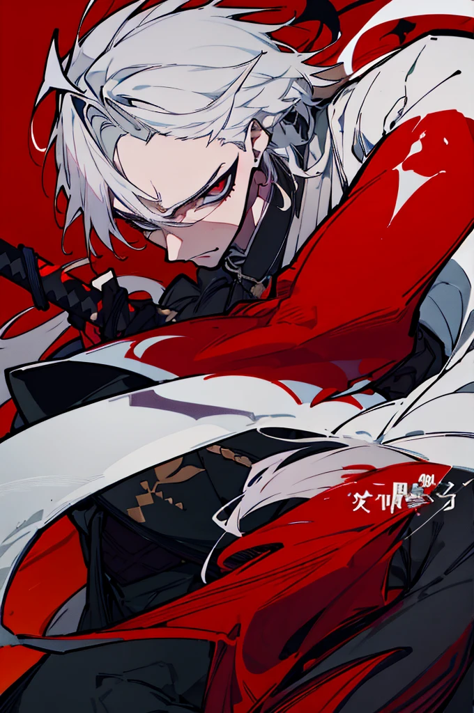 a close up of a person with a sword and a guy with a red dress, handsome guy in demon slayer art, best anime character design, detailed anime character art, anime character; full body art, anime character design a death god, character adoptable, handsome japanese demon boy, bloody + concept art, official character art, onmyoji detailed art, beautiful male god of death a close up of a person in a black dress with a gold belt, flowing white robes, white haired deity, genshin impact character, golden-black robes, picture of a male samurai and death god, d&d dark sun character art, official character art, portrait of ororo munroe, holding a katana, holding a katana, holding a katana, holding a katana, holding a katana, bloody, bloody, bloody, bloody, red effects, red effects, red effects