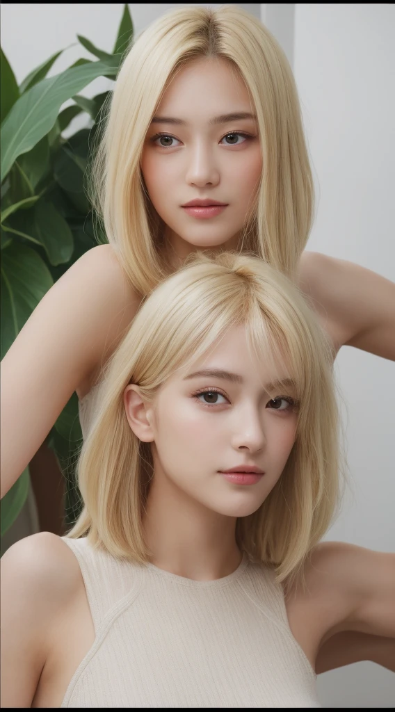 ((Highest quality、8k、masterpiece:1.3))、Beautiful 20 year old girl with a perfect figure、The face of Japan idol、The beauty of slim abs:1.3、(Hairstyle Blonde Soft Mohawk、Small Tits)、dress:1.1、Super detailed face、Delicate eyes、double eyelid、A smile of embarrassment、They want、Full body photo、Model Body Type