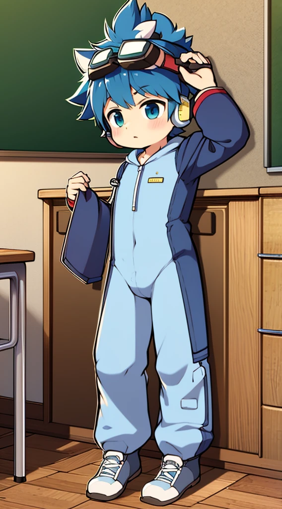2D Shonen Shota,One-piece mountaineering suit,Put the headphones on your head,permanent,goggles,trumpet,Cow ears,sports shoes,classroom